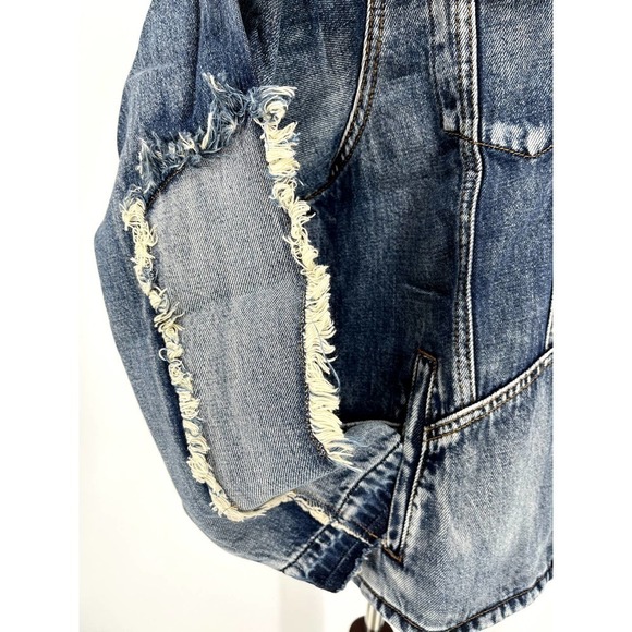 Free PEOPLE X Sandrine Rose Patchwork Jean Jacket Size M NWT - Picture 6 of 14